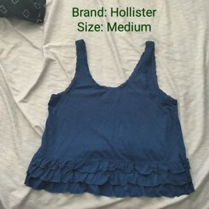 Hollister Women's Navy Ruffle Tank Top